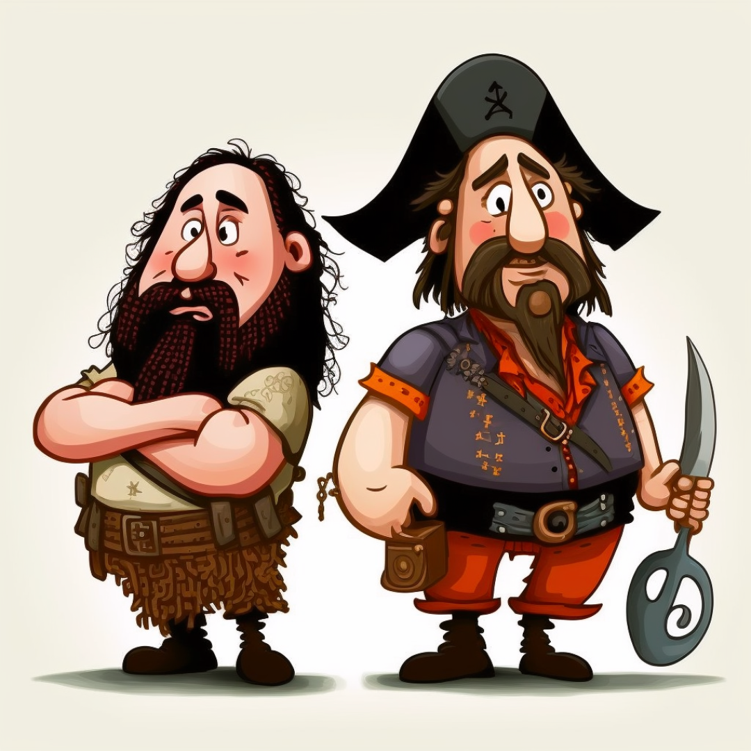 Linus Torvalds and Richard Stallman as Pirates
